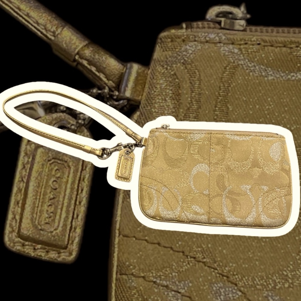 Coach Lurex Wristlet Gold & Silver